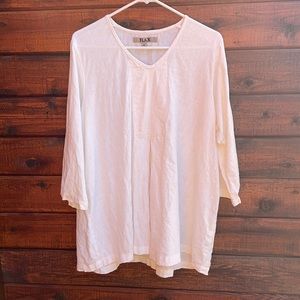 Flax White Lagenlook Tunic Shirt 100% Linen Sz M
